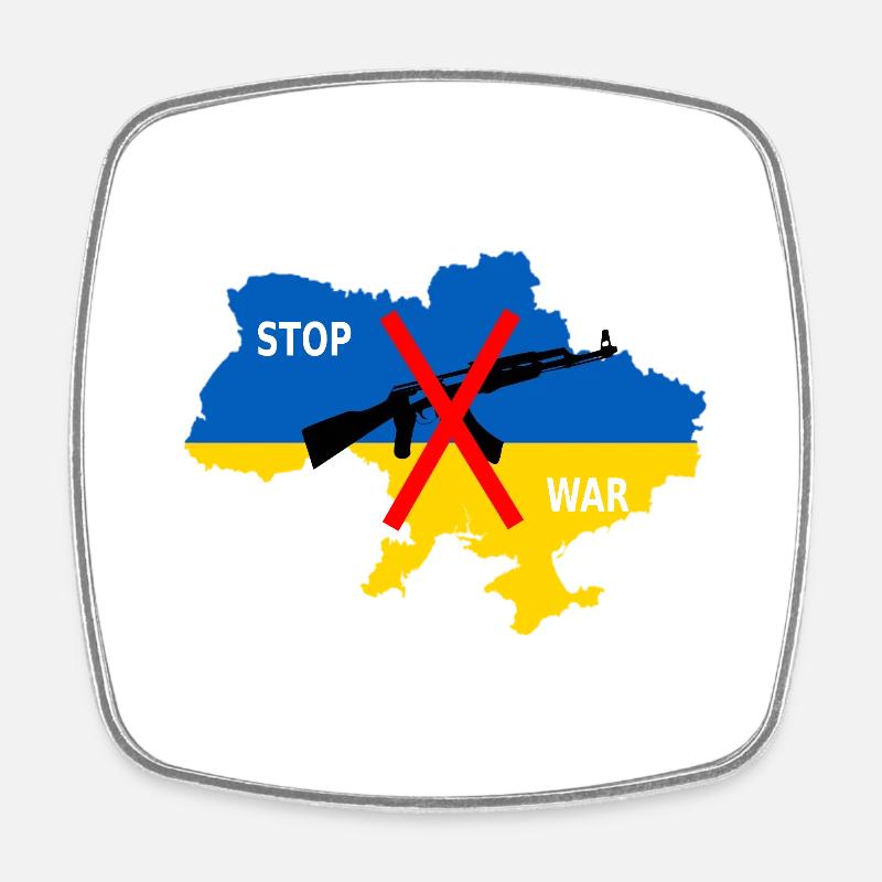 Support Ukraine, Ukraine - stop the war - Square fridge magnet - white