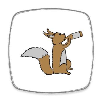Beer-drinking squirrel - Square fridge magnet - white - Front