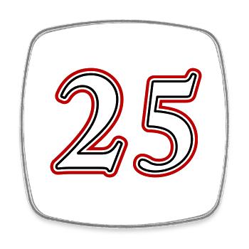 25 Number number - Square fridge magnet - white - Front