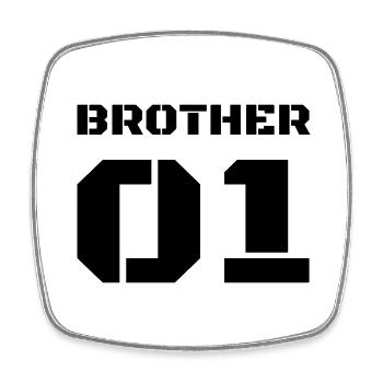 Brother 01 - Brother No. 1 - Square fridge magnet - white - Front