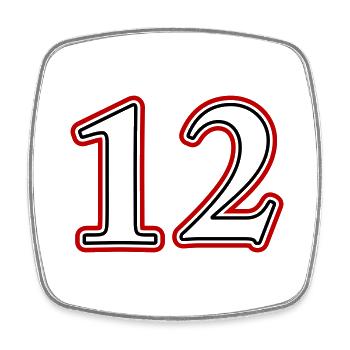 12 Number number - Square fridge magnet - white - Front