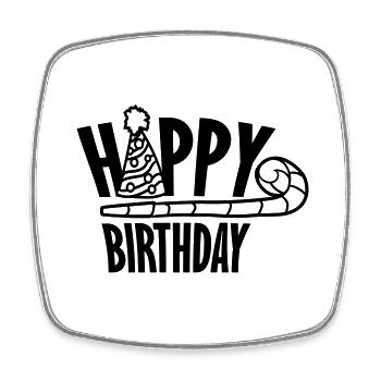 Texte Joyeux anniversaire - Magnet carré - blanc - Devant