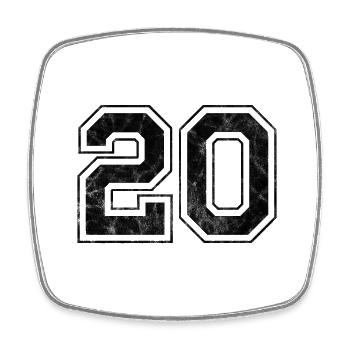 Number 20 - Square fridge magnet - white - Front