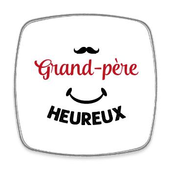 Cadeau drôle grand-père heureux - Magnet carré - blanc - Devant