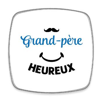 Cadeau drôle grand-père heureux - Magnet carré - blanc - Devant