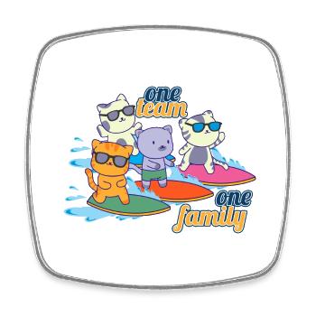 équipe famille chat surf chef mère - Magnet carré - blanc - Devant