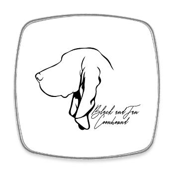 BLACK AND TAN COONHOUND Profil Chiens Wilsigns - Magnet carré - blanc - Devant