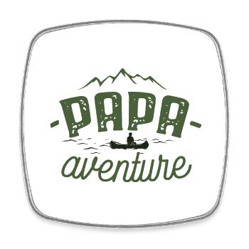 Papa aventure - Magnet carré - blanc - Devant