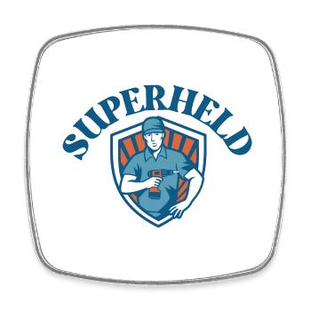 SUPERHELD - Viereckiger Kühlschrankmagnet - Weiß - Vorne