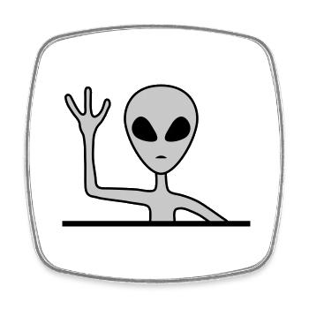 Grey male alien waves - Square fridge magnet - white - Front
