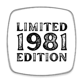 1981 LIMITED EDITION ANNIVERSAIRE METAL FER GRIS - Magnet carré - blanc - Devant