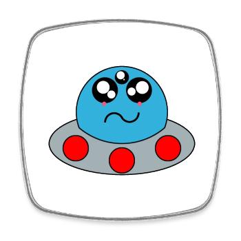 Kawaii - UFO - Square fridge magnet - white - Front