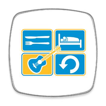 Repeat playing guitar daily - Square fridge magnet - white - Front