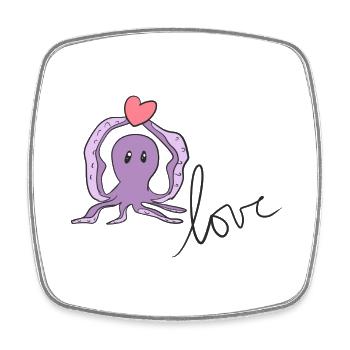 Octopus Love Animal Heart Ecosystem - Square fridge magnet - white - Front