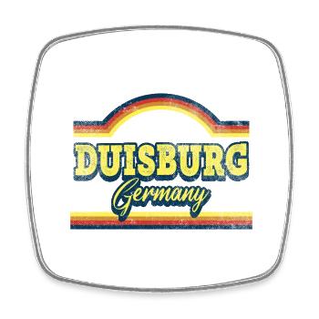 Duisburg Deutschland Stadt Schrift Vintage Retro - Viereckiger Kühlschrankmagnet - Weiß - Vorne
