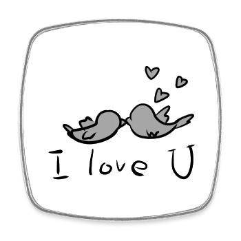 I love you birds couple animals - Square fridge magnet - white - Front