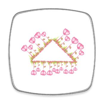 triangle fleurs roses symbole forme nature - Magnet carré - blanc - Devant