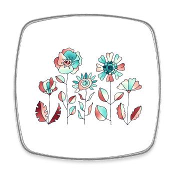 Fleur - Magnet carré - blanc - Devant