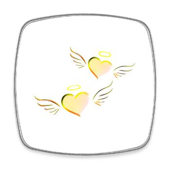 symbole du cœur d’ange à deux cœurs d’or - Magnet carré - blanc - Devant
