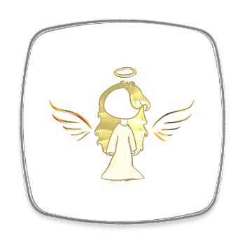 Angel Girl Wing Gold Glitter Symbol - Square fridge magnet - white - Front