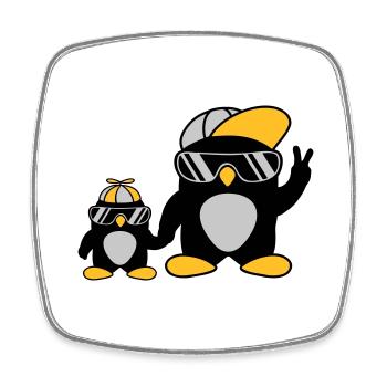 2 cool penguin family - Square fridge magnet - white - Front