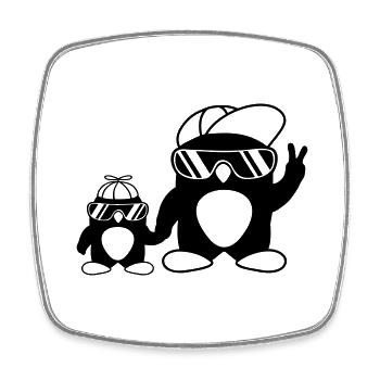 Papa kid cool penguins - Square fridge magnet - white - Front