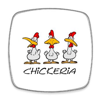 Chickeria - Viereckiger Kühlschrankmagnet - Weiß - Vorne