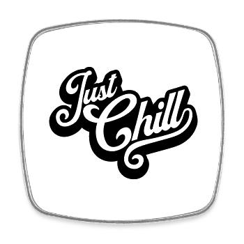 Just Chill Text Logo - Square fridge magnet - white - Front