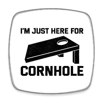 Cornhole Bean Bag Toss Outdoor Lawn Game funny - Square fridge magnet - white - Front