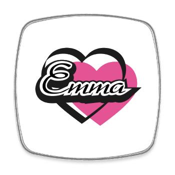 Name Emma Herz - Viereckiger Kühlschrankmagnet - Weiß - Vorne