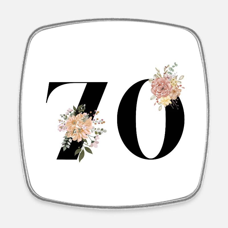 70e anniversaire fleuris (Cadeau de 70 ans) - Magnet carré - blanc
