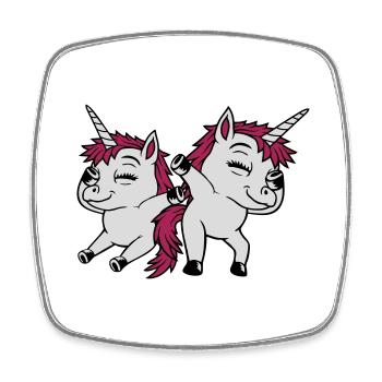 2 Dabbing dancing unicorns - Square fridge magnet - white - Front