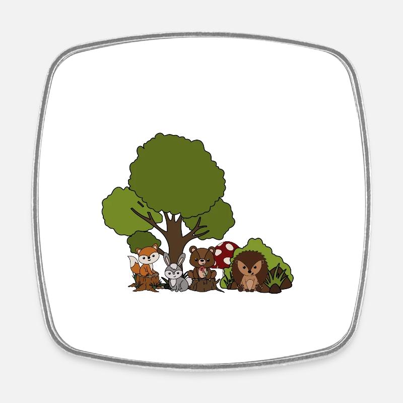 Waldtiere - Viereckiger Kühlschrankmagnet - Weiß