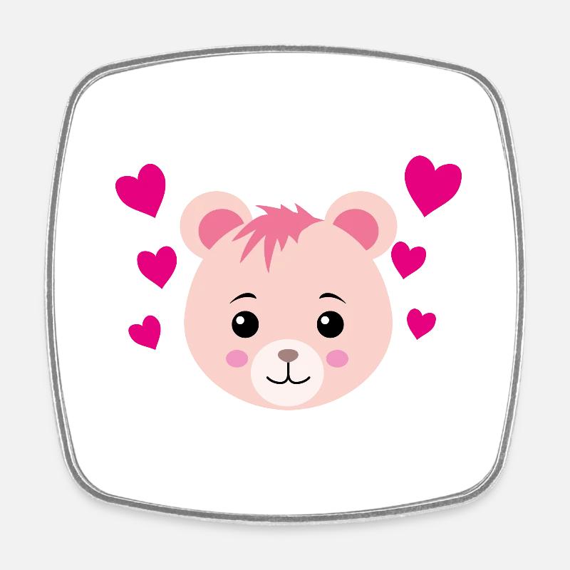 Bear Hearts - Square fridge magnet - white