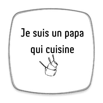 Papa qui cuisine | Idée cadeau homme - Magnet carré - blanc - Devant