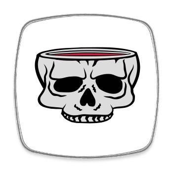 Cartoon Skull Cup Horror - Square fridge magnet - white - Front