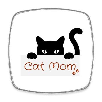 Cat Mom Lover - chat tenant sa famille - Magnet carré - blanc - Devant