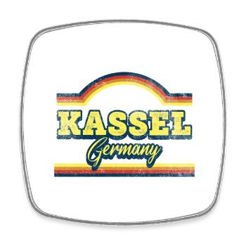 Kassel Deutschland Stadt Schrift Vintage Retro - Viereckiger Kühlschrankmagnet - Weiß - Vorne