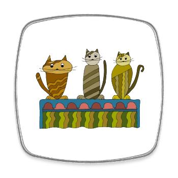 Chats - Magnet carré - blanc - Devant