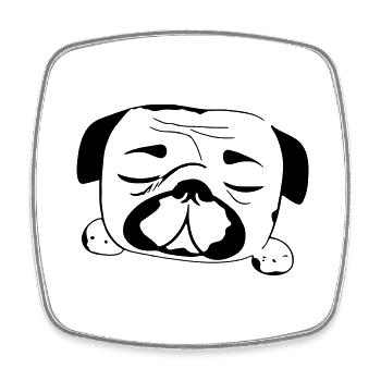 Sleeping Pug Dog Funny Dog Owners - Square fridge magnet - white - Front