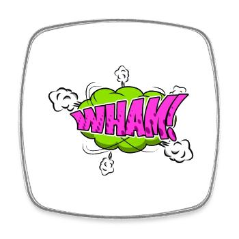 Wham! Comic Style Bubble Graffiti Lettering - Square fridge magnet - white - Front