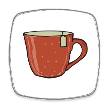 Tea Cup Tea Drinker Gift Idea - Square fridge magnet - white - Front