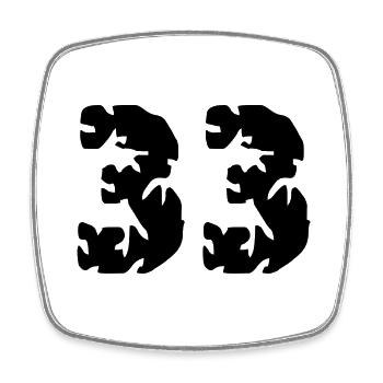 33 Number jersey - Square fridge magnet - white - Front