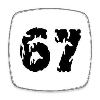 67 Number jersey - Square fridge magnet - white - Front