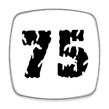 75 Number jersey - Square fridge magnet - white - Front