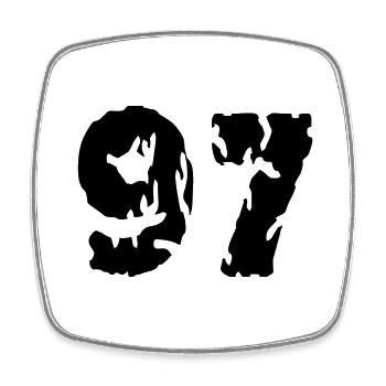 97 Numéro maillot - Magnet carré - blanc - Devant