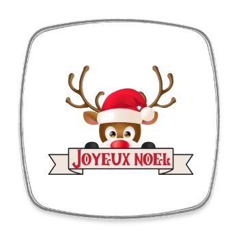 Joyeux noël Cerf comique - Magnet carré - blanc - Devant