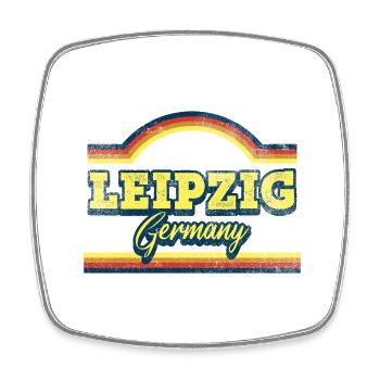 Leipzig Deutschland Stadt Schrift Vintage Retro - Viereckiger Kühlschrankmagnet - Weiß - Vorne