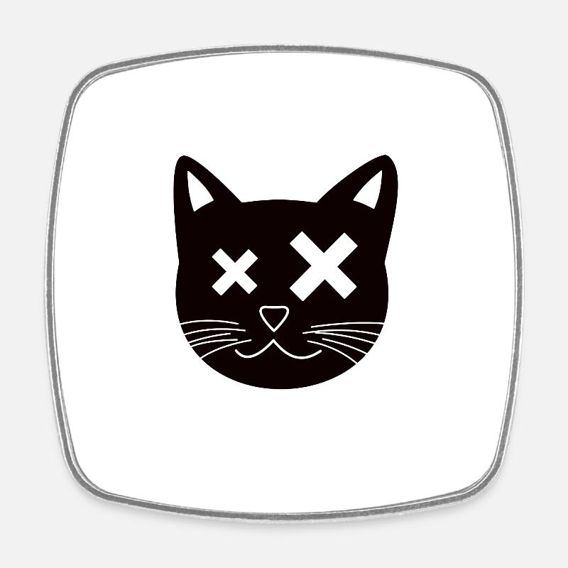 crazy cat - Square fridge magnet - white