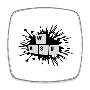 Tastatur Tasten Gamer WASD - Viereckiger Kühlschrankmagnet - Weiß - Vorne